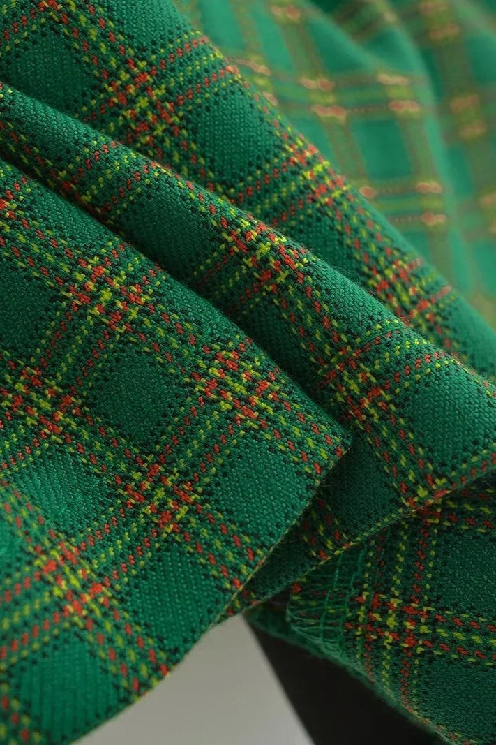 Letter Embroidery Plaid Low Waist Christmas Skirt