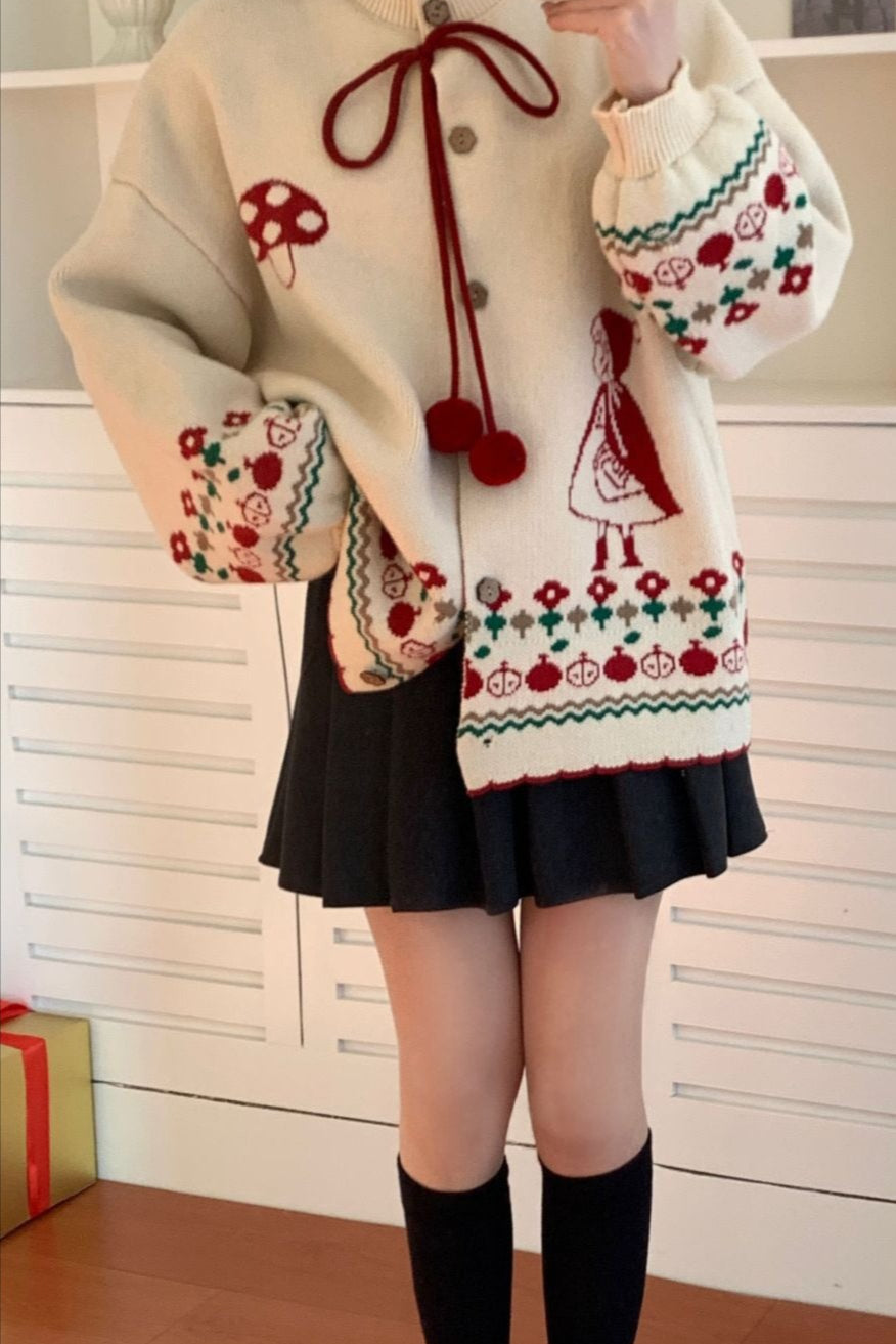 Pompom Oversized Christmas Cardigan