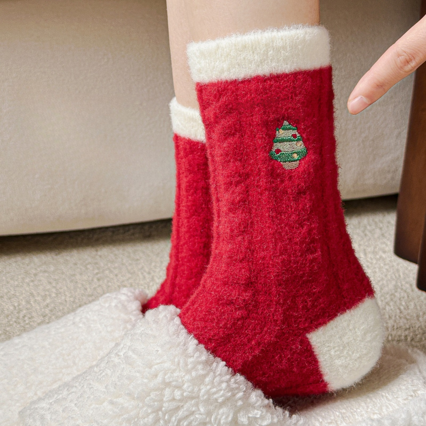 Coral Fleece Thick Warm Mid Calf Christmas Socks