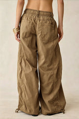 Drawstring Cargo Wide Leg Pants