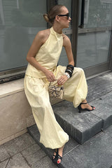 Halter Backless Top Harem Pants Set