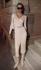 Knitted V-Neck Midi Dress