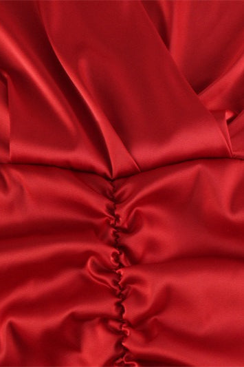 V-Neck Ruched Waist Party Dress