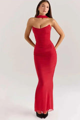 Mesh Strapless Ribbon Crop Set Party Dress