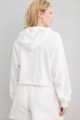Chic Relaxed Solid V-Neck Hoodie