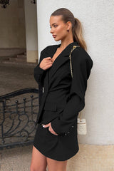 Scarf Tie Waist Fitted Blazer
