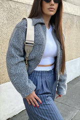 Cropped Boucle Zip Jacket