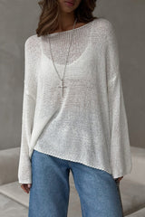 Relaxed Open Knit Off Shoulder Sweater