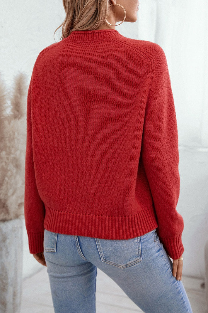 Christmas Cozy Color Block Xmas Tree Print Sweater