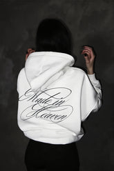 Script Back Print Oversized Pullover Hoodie