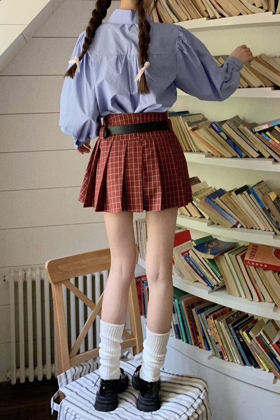 Plus Size Plaid Pleated Christmas Skirt