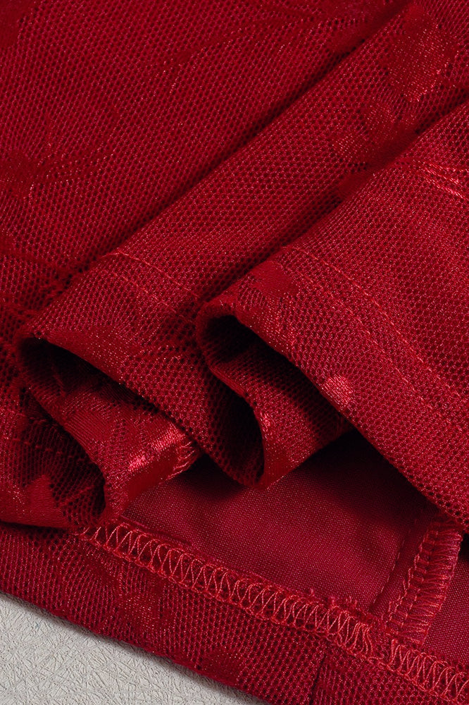 Backless Lace-Up Jacquard Party Dress