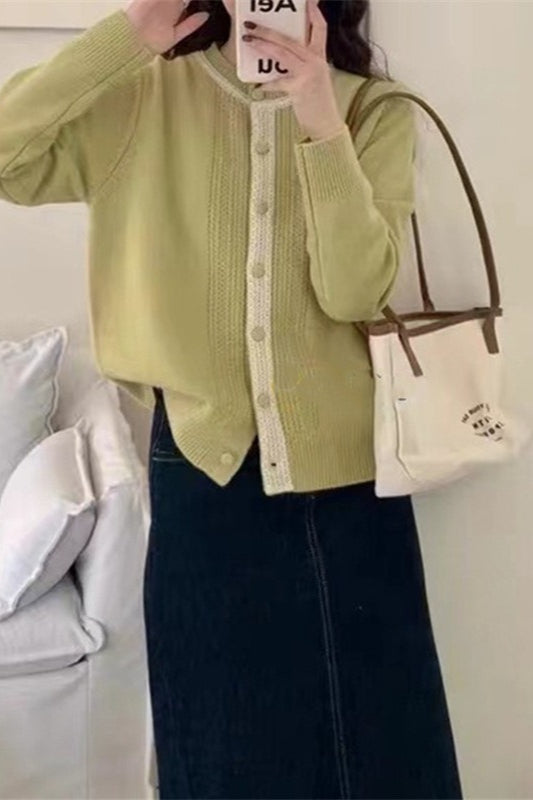 Vintage Lace Trimmed Knit Christmas Cardigan