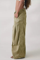 Drawstring Cargo Wide Leg Pants
