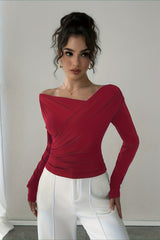 Crossover Off Shoulder Ruched Top