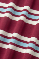 Striped Polo Collar Relaxed Long Sleeve T Shirt