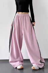 Side Stripe Drawstring Wide Leg Pants