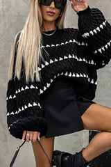 Knit Contrast Stripe Oversized Sweater