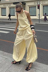 Halter Backless Top Harem Pants Set