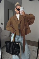 Tie Waist Cropped Field Jacket