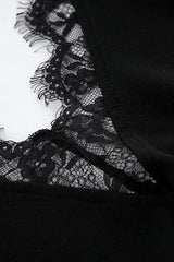 Black Lace Slim Long Sleeve MIni Dress