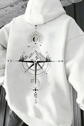 Compass Graphic Kangaroo Pocket Pullover Hoodie