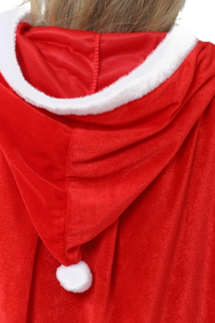 Red Hooded Cape Party Christmas Outerwear