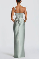 One Shoulder Satin Column Formal Dress