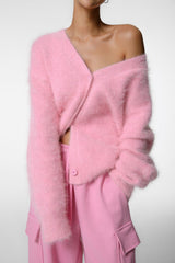 Plush V Neck Relaxed Button Knit Cardigan