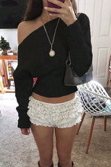 Off Shoulder Cropped Sweater