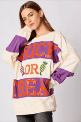 Candy Graphic Sequin Color Block Sweatshirt