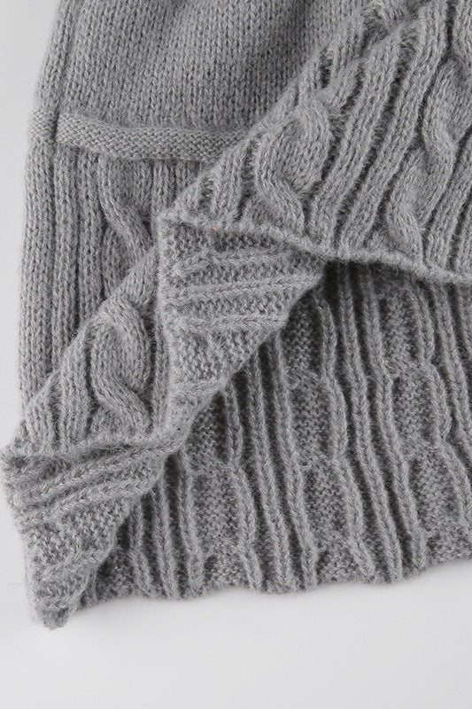 Cable Knit Pom Pom Trim Christmas Skirt