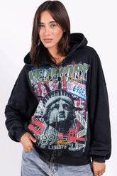 Washed Statue of Liberty Graphic Hoodie