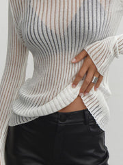 Vibemartini See Through Ribbed Mesh Top