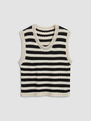 Vibemartini Classy Stripe Crochet Sweater Vest