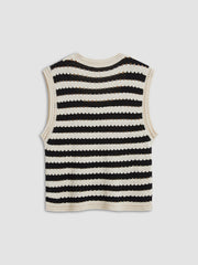 Vibemartini Classy Stripe Crochet Sweater Vest