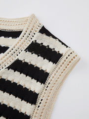 Vibemartini Classy Stripe Crochet Sweater Vest