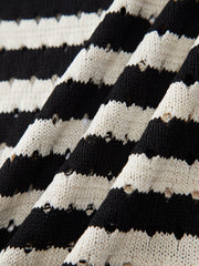 Vibemartini Classy Stripe Crochet Sweater Vest