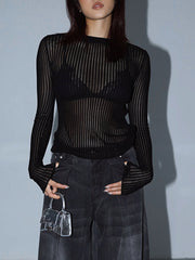 Vibemartini See Through Ribbed Mesh Top