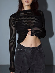 Vibemartini See Through Ribbed Mesh Top