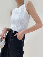 Vibemartini Solid Wavy Textured Tank Top