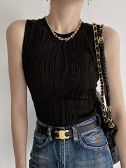 Vibemartini Solid Wavy Textured Tank Top