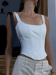 Vibemartini Ivory Glow Tied Crop Corset Top