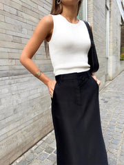 Vibemartini Basic Buttoned Maxi Skirt