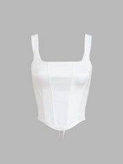 Vibemartini Ivory Glow Tied Crop Corset Top