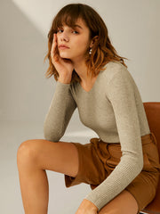 Vibemartini Clouds Ribbed Pullover Sweater