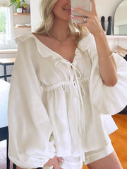Vibemartini Cotton & Linen Cowgirl Melody Two Piece Shorts Set