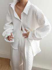 Vibemartini Cable Knit Oversized Shirt