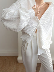 Vibemartini Cable Knit Oversized Shirt