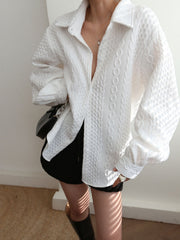 Vibemartini Cable Knit Oversized Shirt